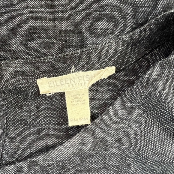 EILEEN FISHER Jewel Neck Organic Linen Sleeveless Dress in Dark Navy Blue, PM - Picture 7 of 9